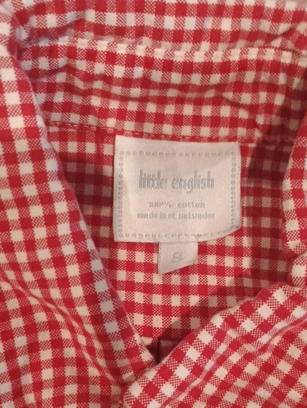Little English Red and White Gingham Button-Down Shirt - Picture 2 of 3